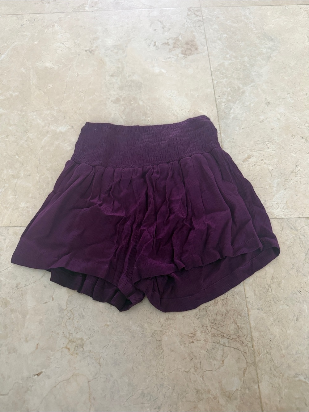 Women's Deep Purple Ruffle Skort with Smocked Waist